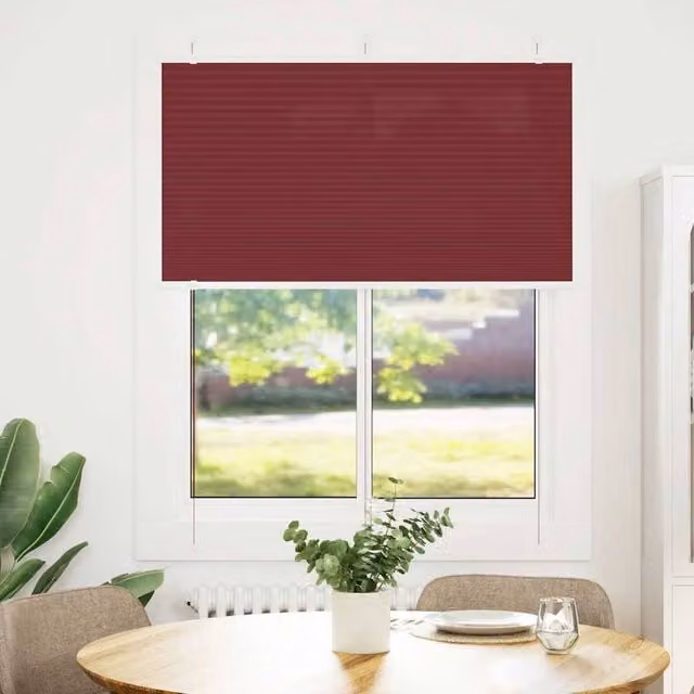 Berkfield Home Single Pleat Corded Blind in Bordeaux Red Polyester, W: 104.4 cm, H: 150 cm