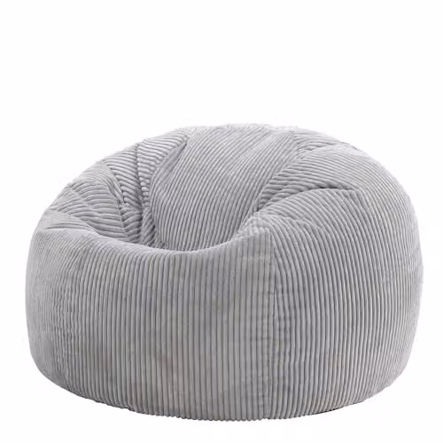 icon Kingston Corduroy Bean Bag in Grey with Polystyrene Filling Included