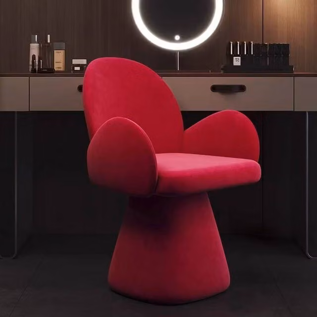 Rolipo Red Velvet Rotating Makeup Stool and Modern Vanity Chair for your Bedroom