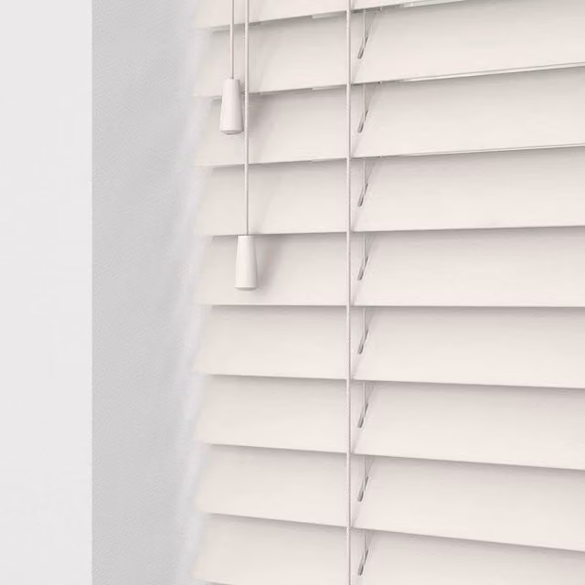 NewEdgeBlinds White Wooden Venetian Blinds with Strings, Width: 210 cm