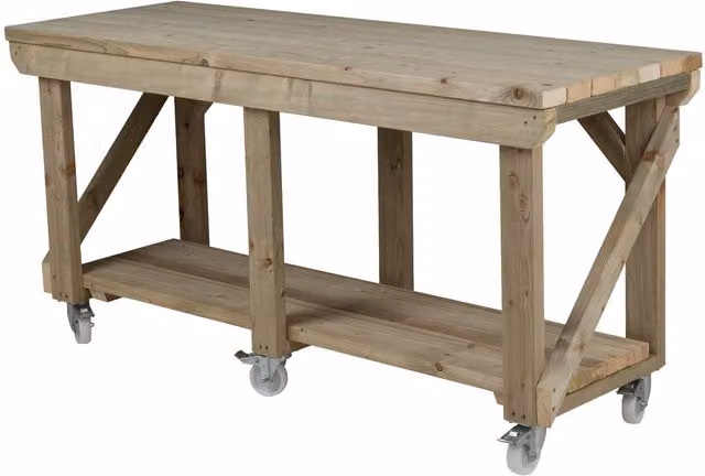 Arbor Garden Solutions Rollable Wooden Workbench in Multicolour Green and Brown