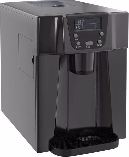 Rolipo Black Countertop Ice Maker Machine and Water Dispenser with Digital Display, 3L