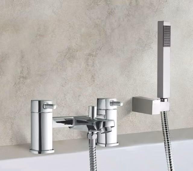 Nes Home Chrome Bathroom Waterfall Mixer Tap with Handheld Shower in Silver
