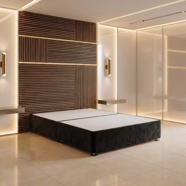 Somnior Beds Ltd Small Double Plush Velvet Divan Bed Base with Drawers, Black, W/D/H: 120 x 200 cm