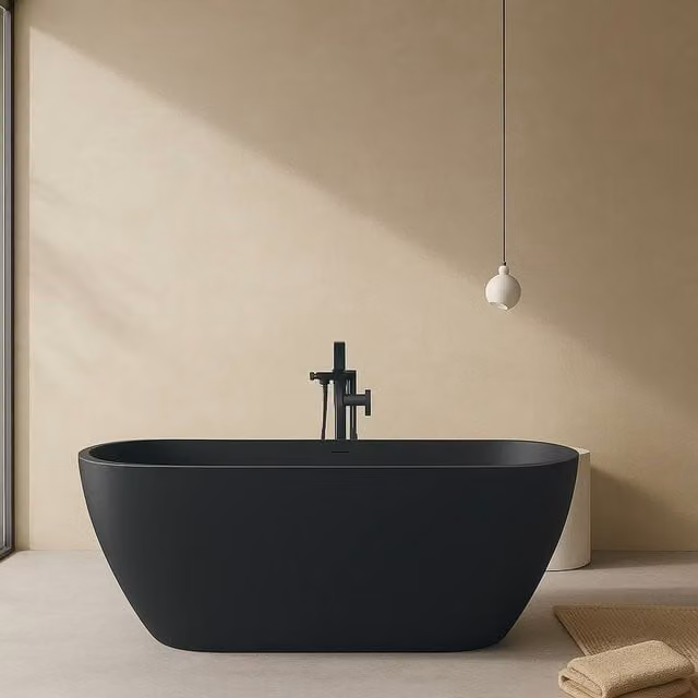 Bathroom Kingdom Nero Black Oval Freestanding Bath