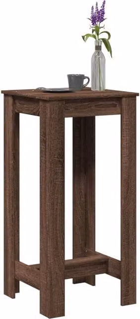 Berkfield Home Modern Square Bar Table in Brown Oak, W/D/H: 51 x 50 x 103.5 cm