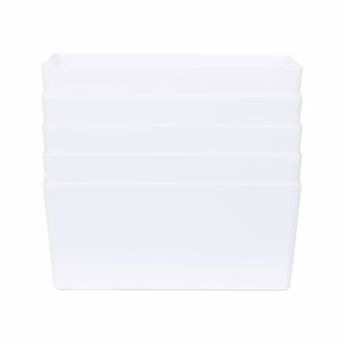 Wham Studio Rectangular Plastic Storage Baskets with Handles, White, 11.5L
