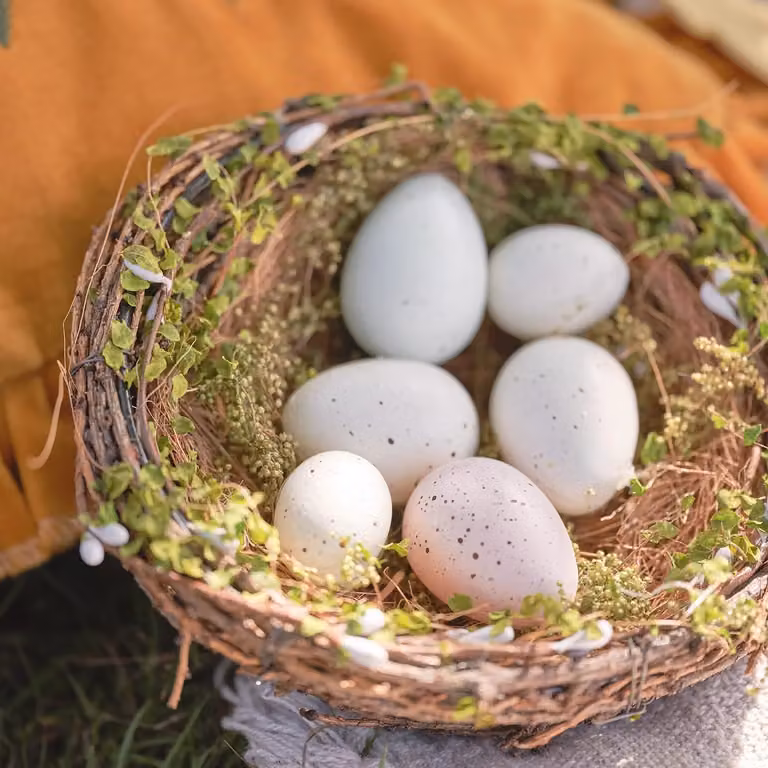 Lights4fun Multicolour Artificial Easter Egg Nest Spring Tabletop Indoor Decoration, H 15 cm x W 7 cm x D 7 cm