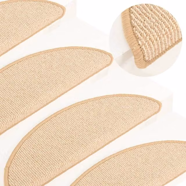 Berkfield Home Non-Slip Self-Adhesive Carpet Stair Treads, 15 Pieces, Beige, W: 56 cm, D: 17 cm, H: 3 cm