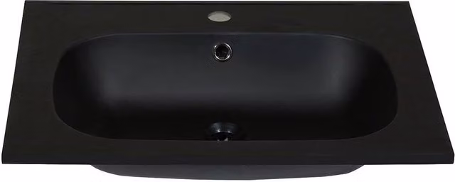 OKIWA Recessed Stone-Effect Resin Basin in Black, W: 60 cm, D: 46 cm, H: 14.5 cm