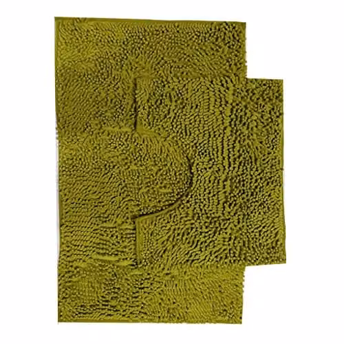 Gaveno Cavailia Green Chenille Microfibre Non-Slip Bath Mat, W: 80 cm, D: 50 cm