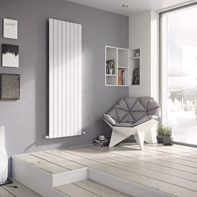 Bathroom Kingdom Mars White Double Flat Panel Vertical Wall Hung Radiator W: 59.5 cm, H: 60 cm