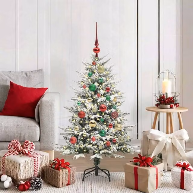 Berkfield Home Pre-lit Artificial Christmas Tree with Ball Set, Green, Height: 120 cm
