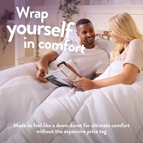 Slumberdown Feels Like Down Single Duvet 10.5 Tog and 2 Pillows Set, White, W: 135 cm x L: 200 cm