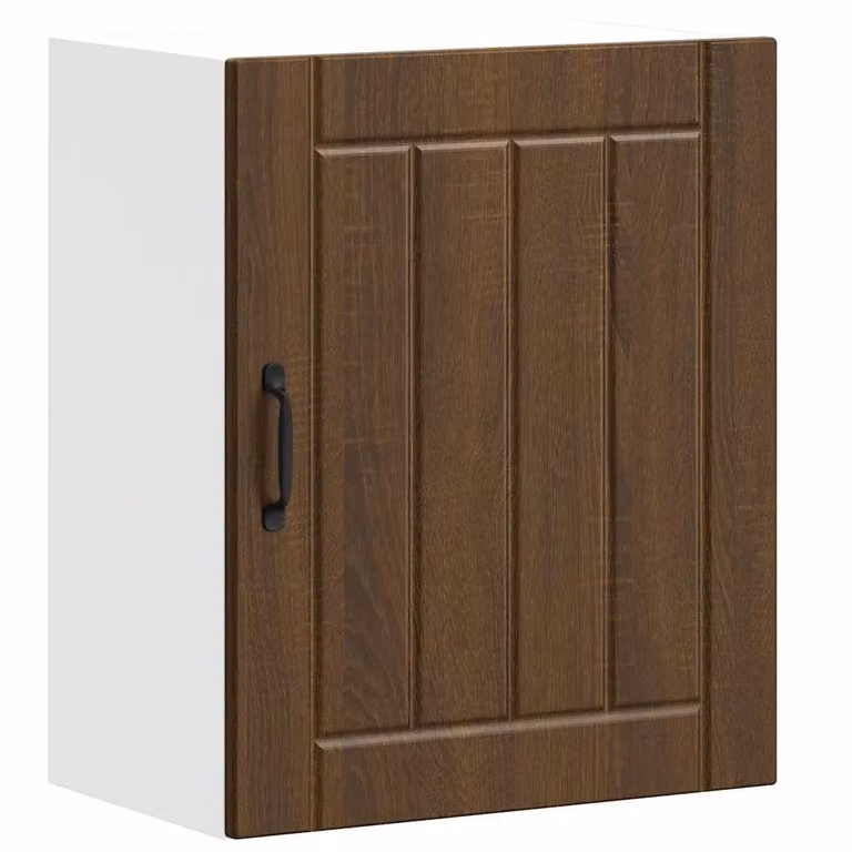 Berkfield Home Lucca Wall Mounted Kitchen Cabinet in Brown Oak with Glass Doors