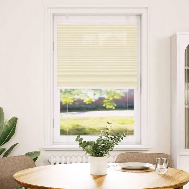 Berkfield Home Single Pleat Corded Blind in Cream Beige Polyester, W: 80 cm, H: 100 cm