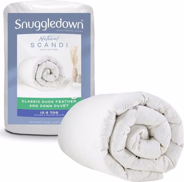 Snuggledown Scandi White Duck Feather and Down 10.5 Tog Duvet, Double