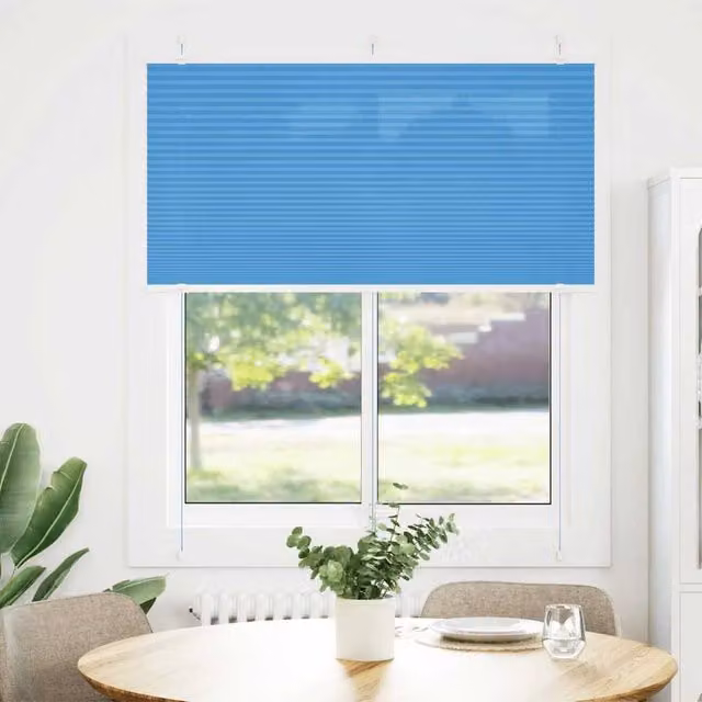 Berkfield Home Single Pleat Blue Polyester Semi-Transparent Blind W/H: 115 x 100 cm