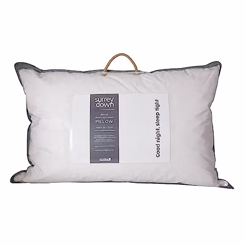 Surrey Down White Goose Down Surround Pillow with Firm Support and Allergy Friendly Cotton Cover