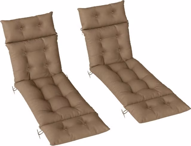Outsunny Set of 2 Sun Lounger Replacement Cushions in Beige, W/D/H: 190 x 56 x 10 cm