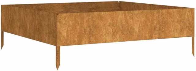 Berkfield Home Garden Square Corten Steel Raised Bed in Brown, W/D/H: 100 x 100 x 33.5 cm