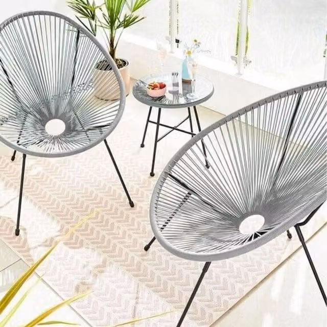 JD Williams Salsa Green 2 Seater Bistro Set with Round Glass Top in Green, Grey and Black