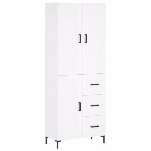 vidaXL Industrial Style Highboard Sideboard in White Engineered Wood with Drawers and Doors