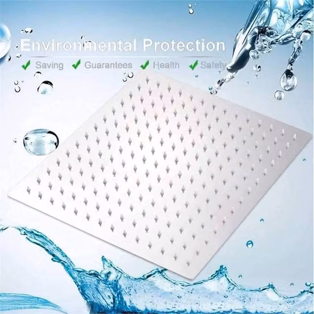 EONLION 8 inch Square Overhead Shower Head in Silver Chrome Stainless Steel
