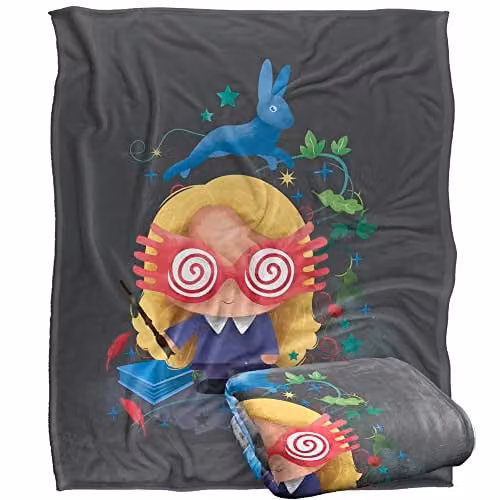 Warner Brothers Harry Potter Luna Lovegood Chibi Fleece Blanket, White and Multicolour, W/D/H: 152 x 127 cm