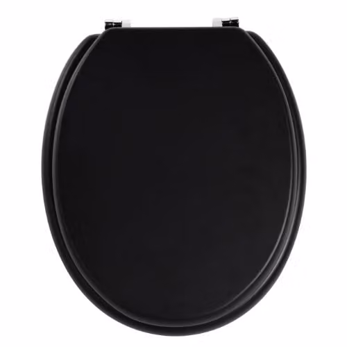 Orsina Oval Soft Close Toilet Seat with Scratch-Resistant Veneer Lid in Grey and Black, W/D/H: 45 x 36 x 7 cm