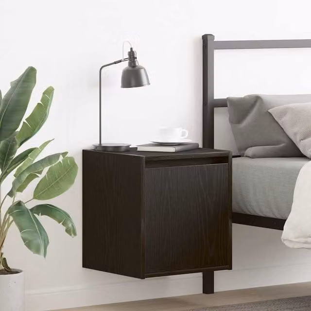 Berkfield Home Wall-Mounted Bedside Cabinets, 2 Piece Set, Black, W/D/H: 38 x 34 x 40 cm