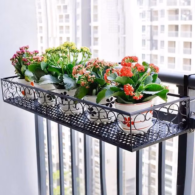 KORVIXA Black Rectangular Hanging Planter Window Box W/D/H: 80 x 20 x 12 cm