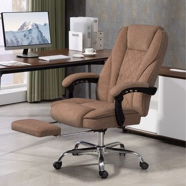 Vinsetto Brown Synthetic Leather Executive Massage Office Chair with Headrest and Foot Ring