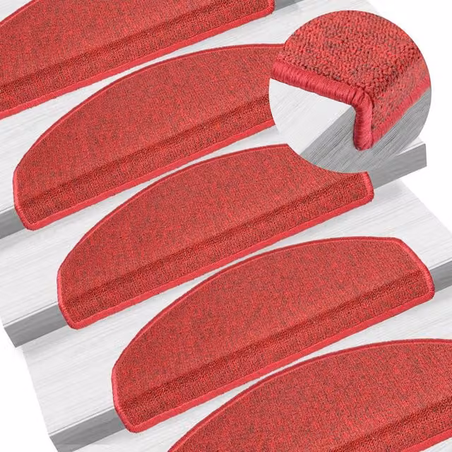 Berkfield Home Self-Adhesive Stair Mats, 10 Pack, Bordeaux Red, W/D/H: 65 x 24 x 4 cm