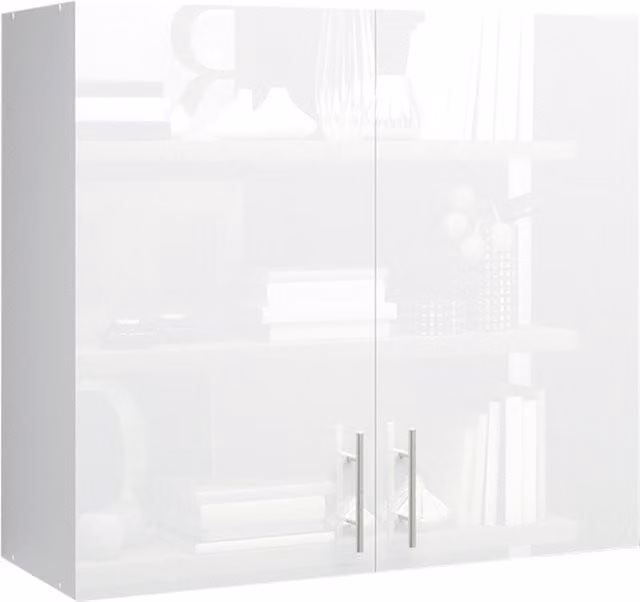 JD Greta Modern White Gloss Kitchen Wall Unit with Hinged Doors, W/D/H: 80.0 x 31.3 x 72.0 cm