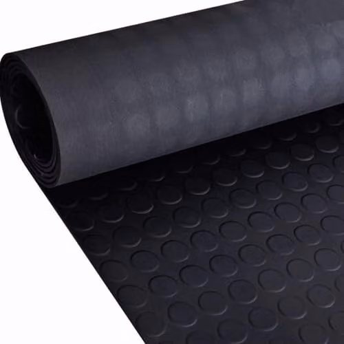 Ark Mat Coin Pattern Rubber Flooring Matting, Black, W: 200 cm, L: 400 cm, Thickness: 3 mm
