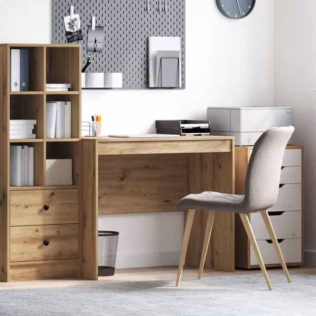 Berkfield Home Artisan Oak Writing Desk in Brown, W/D/H: 90 x 50 x 76 cm