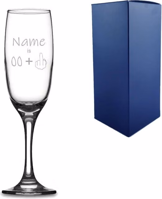 Uniqueful Personalised Funny Champagne Flute with Name and Age +1 for Birthdays, Clear Glass