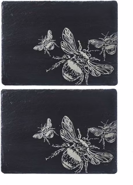 Selbrae House Set of 2 Rectangular Slate Place Mats in Anthracite Grey