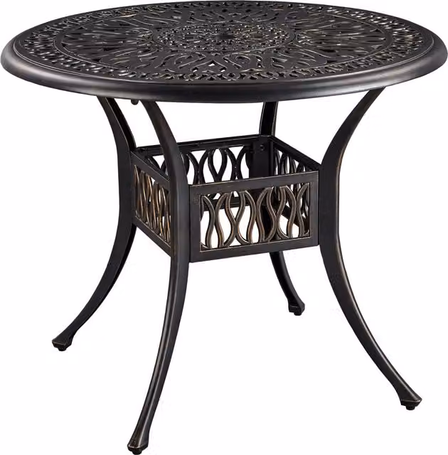 Yaheetech Round Patio Bistro Table with Umbrella Hole in Bronze and Black Matt Powder Coated Aluminium