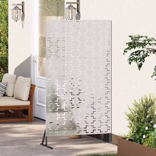 Berkfield Home Stainless Steel Privacy Screen in Silver, W/D/H: 100 x 50 x 180 cm