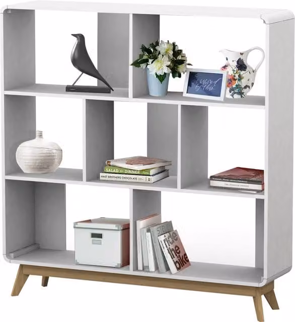 Dorel Cassie Scandinavian White Display Unit with Back Panel