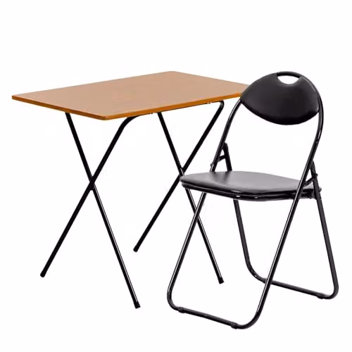 Harbour Housewares Deluxe Folding Wooden Desk and Chair Set in Natural and Black