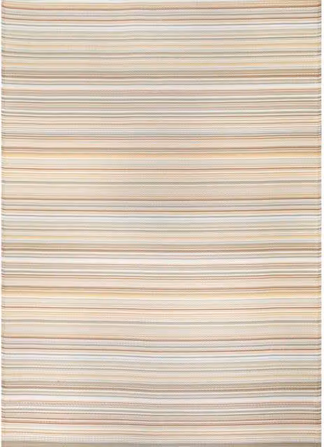 The Rugs Rainbow Collection Striped Outdoor Rectangular Rug in Beige, Brown and Multicolour, W: 150 cm, L: 220 cm