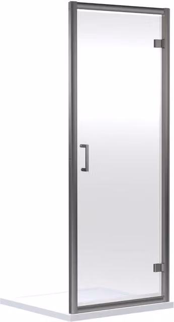 Balterley Hinged Shower Door in Silver with 6mm Clear Toughened Safety Glass, W/D/H: 90 x 30.6 x 190 cm