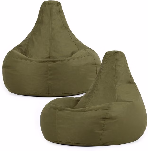 ICON Set of 2 Indoor and Outdoor Recliner Bean Bags in Khaki Green