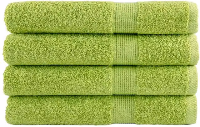 Berkfield Home SOLUND Premium Cotton Terry Towels, 4 Piece Set, Apple Green, W: 100 cm x L: 200 cm, 600 gsm