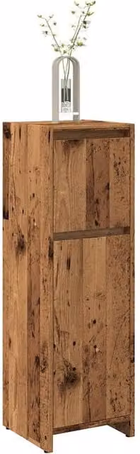 Berkfield Home Rustic Brown Bathroom Cabinet with Hinged Doors and Internal Shelves, W/D/H: 30 x 30 x 95 cm