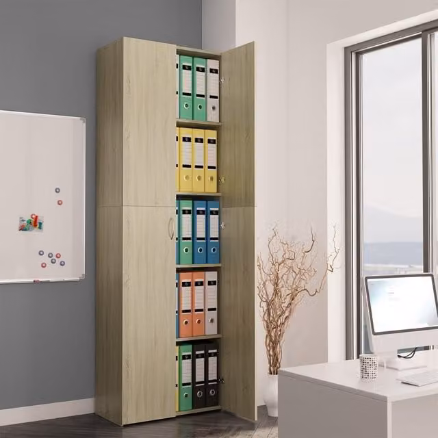 Berkfield Home Office Cabinet in Sonoma Oak Brown, W/D/H: 60 x 32 x 190 cm