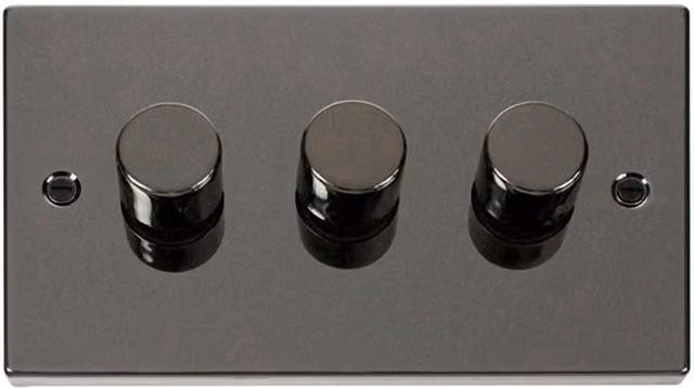 SE Home Black Nickel 3 Gang 2 Way LED 100W Trailing Edge Dimmer Light Switch